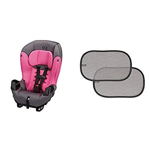 Evenflo Sonus Convertible Car Seat, Strawberry Pink with 2 Piece Car Window Cling Shades, Grey Chevron