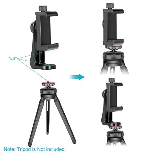 Load image into Gallery viewer, Neewer Smartphone Holder Vertical Bracket with 1/4-inch Tripod Mount - Phone Clip Tripod Adapter for iPhone X 8 7 Plus 7 6 Plus, Samsung S8 S7 S6 and Other Phones Within 1.9-3.9 inches Width (Black)