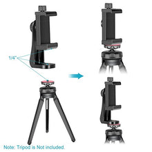 Load image into Gallery viewer, Neewer Smartphone Holder Vertical Bracket with 1/4-inch Tripod Mount - Phone Clip Tripod Adapter for iPhone X 8 7 Plus 7 6 Plus, Samsung S8 S7 S6 and Other Phones Within 1.9-3.9 inches Width (Black)
