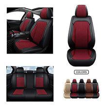 Load image into Gallery viewer, OASIS AUTO OS-006 Leather Car Seat Covers, Faux Leatherette Automotive Vehicle Cushion Cover for 5 Passenger Cars &amp; SUV Universal Fit Set for Auto Interior Accessories Full Set (Burgundy)
