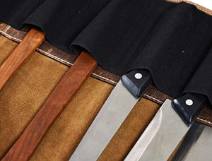 Personalized Leather Knife Roll Storage Bag | Elastic and Expandable 10 Pockets | Adjustable/Detachable Shoulder Strap | Travel-Friendly Chef Knife Case Roll By Aaron Leather Goods