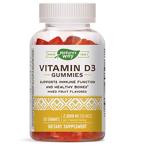 Nature’s Way Vitamin D3, Immune Support, 2000 IU (50 mcg) per Serving, Fruit Flavor, 120 Gummies