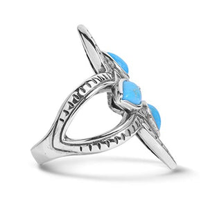 American West Sterling Silver Blue Turquoise Gemstone Cross Ring Size 7
