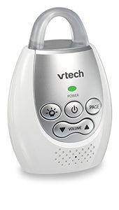 VTech DM221 Audio Baby Monitor with up to 1,000 ft of Range, Vibrating Sound-Alert, Talk Back Intercom & Night Light Loop, White/Silver