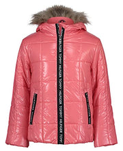 Load image into Gallery viewer, Tommy Hilfiger Girls&#39; Puffer Jacket, Waterproof with Polar Fleece Lining &amp; Faux Fur Hood, FA21High Shine Strawberry Pink, 4
