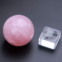 Load image into Gallery viewer, 50mm Natural Carved Rose Quartz Ball Healing Crystal Sphere with Glass Base
