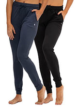 Load image into Gallery viewer, DEVOPS Women's Yoga Jogger Pants with Side Pocket Sweatpants (X-Large, [2 Pack]- Black/Charcoal Grey)
