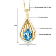 Load image into Gallery viewer, Gem Stone King 10K Yellow Gold Swiss Blue Topaz and Diamond Teardrop Pendant Necklace For women (0.50 Cttw, with 18 Inch Chain)
