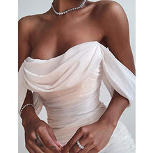 Load image into Gallery viewer, Women's Dresses Sexy Ruffle Off Shoulder Sleeveless Solid Sheath Bodycon Midi Party Dress Skirts
