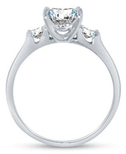 Load image into Gallery viewer, Size 4 - Solid 925 Sterling Silver CZ Cubic Zirconia 3 Three Stone Engagement Ring - Princess Cut Solitaire with Round Side Stones (1.75cttw, 1.5ct. Center) - with Elegant Ring Box
