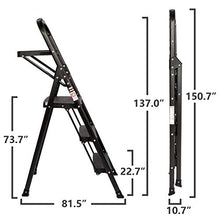 Load image into Gallery viewer, EFINE 3 Step Ladder, Folding Step Stool with Tool Platform, Wide Anti-Slip Pedal, Sturdy Steel Ladder, Convenient Handgrip, Lightweight 330lbs Portable Steel Step Stool
