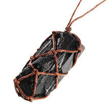 Load image into Gallery viewer, 2 Pieces Natural Black Tourmaline Crystal Necklace Hand Braided Chakra Gemstone Pendant Necklace for Men Women (Style 1)
