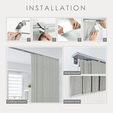 Load image into Gallery viewer, GoDear Design Deluxe Adjustable Sliding Panel Track Blind 45.8"- 86" W x 96" H, Extendable 4-Rail Track, Trimmable Natural Woven Fabric, Semi-Privacy, Checker Pattern, White Queen
