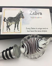 Load image into Gallery viewer, Smiling Wisdom - Zebra Black &amp; White Handmade Glass Wine Bottle Stopper - Zebra Totem Animal Themed Set - For Him Her Man Woman Friend - Individualism - Unique Gift - Limited Edition
