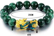 Load image into Gallery viewer, Exquisite Natural Sapphire Bracelet Jade Sand Gold Color PIXIU Bracelet Green Agate Bracelet Jade Bracelet Men s Good Luck Bracelet

