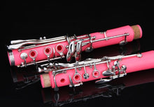 Load image into Gallery viewer, Glory B Flat Clarinet with Second Barrel, 11reeds,8 Pads Cushions,case,carekit and More -Pink with Silver Keys
