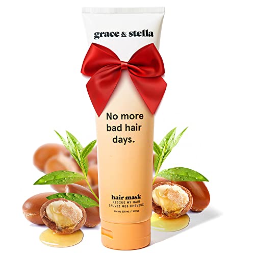 Rescue My Hair Mask - Vegan Hair Mask For Dry Damaged Hair And Growth - Argan Oil Curly Hair Mask - Vegan Protein Hair Bonding Deep Conditioner For Dry Damaged Hair - Hair Masque by grace and stella