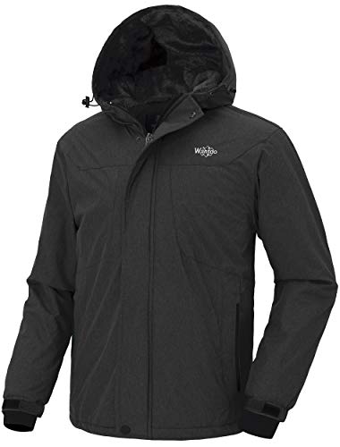 Wantdo Men's Waterproof Warm Snow Jacket Hooded Outwear Wind Breaker Black L