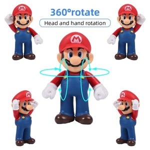 5 inch Mario Figures Toy - Mario & Luigi Figurines – Yoshi & Mario Bros Action Figures Mario PVC Toy Figures （Pack of 6 ）