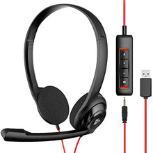 Load image into Gallery viewer, NUBWO USB Headset with Microphone for Laptop PC, headphones with Noise Cancelling Microphone for Computer, On-Ear Wired Office Call Center Headset for Boom Skype Webinars, In-line Control, Lightweight
