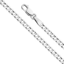 Load image into Gallery viewer, 14k REAL White Gold Solid 2.5mm Cuban Concave Curb Chain Bracelet with Lobster Claw Clasp - 7&quot;

