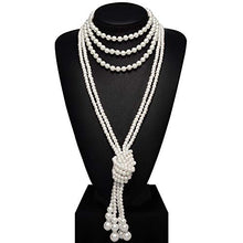Load image into Gallery viewer, BABEYOND Art Deco Fashion Faux Pearls Necklace 1931s Flapper Beads Cluster Long Pearl Necklace for Gatsby Costume Party
