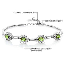 Load image into Gallery viewer, Gem Stone King 925 Sterling Silver Peridot Women&#39;s Tennis Bracelet 4.00 Carat Oval Shape Gemstone Birthstone 7 Inch with 1 Inch Extender
