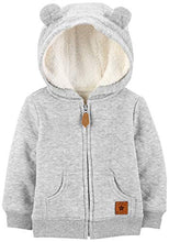 Load image into Gallery viewer, Simple Joys by Carter's Unisex Babies' Hooded Sweater Jacket with Sherpa Lining, Grey, Newborn
