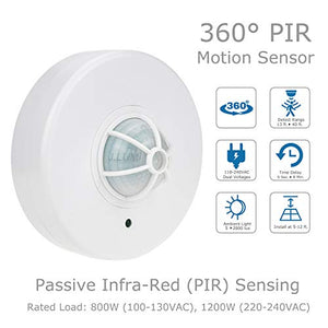 J.LUMI YCA1001 Ceiling Mount Motion Sensor Switch, 360 Occupancy Sensor, High Sensitivity PIR Motion Sensor Light Switch, Ceiling Motion Sensor (110V-277VAC)