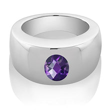 Load image into Gallery viewer, Gem Stone King 1.50 Ct Oval Checkerboard Purple VS Amethyst 925 Sterling Silver Men&#39;s Solitaire Ring (Size 13)
