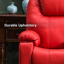 Load image into Gallery viewer, Mcombo Electric Power Lift Recliner Chair Sofa with Massage and Heat for Elderly, 3 Positions, 2 Side Pockets and Cup Holders, USB Ports, Faux Leather 7040 (Medium, Red)
