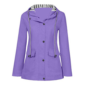 Coats for Women Solid Rain Jacket Outdoor Waterproof Windproof Hooded Raincoat Ladies Lightweight Trench Coat Windbreaker(#15,Medium)