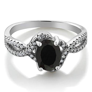 Gem Stone King 925 Sterling Silver Black Onyx Women's Ring 1.67 Cttw (Gemstone Birthstone) (Size 7)