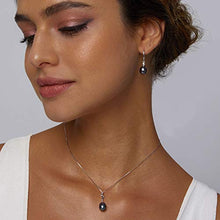 Load image into Gallery viewer, Mints Black Freshwater Pearl Jewelry Set Sterling Silver Necklace and Earrings Set Fine Jewelry for Women

