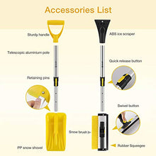 Load image into Gallery viewer, ISILER Extendable 4 in 1 Snow Removal Kit with Snow Shovel, Ice Scraper, Snow Brush and Squeegee for Cars Trucks
