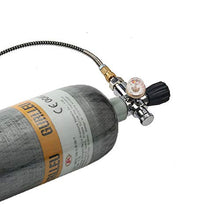 Load image into Gallery viewer, Gurlleu Carbon Fiber Air Tank, 30 Cu Ft / 4500 PSI, CE Approved, PCP Paintball Compressed Air System with Regulator Valve (Empty Bottle) (Side Gauge Set)
