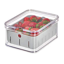 Load image into Gallery viewer, iDesign Crisp BPA-Free Plastic Produce Storage Bin - 8.32" x 6.32" x 3.76", Clear/Gray
