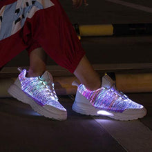 Load image into Gallery viewer, Hotdingding Fiber Optic LED Shoes Light Up Shoes for Women Men USB Charging Flashing Luminous Trainers for Festivals Christmas Party White
