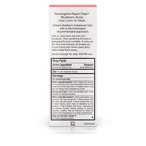 Neutrogena Rapid Clear Stubborn Acne Daily Leave-on Face Mask with Benzoyl Peroxide Acne Medicine to Clear Breakouts, 2 oz (Pack of 3)