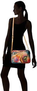 Anna by Anuschka Genuine Leather Satchel Organizer | Hand-Painted Original Artwork | Floral Abstract