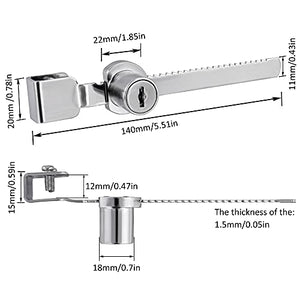 Tidorlou 6 Pcs Sliding Glass Door Ratchet Lock,Drawer Display Case Showcase Lock,Keyed Alike Window Locks with Chrome Finish (Fit Glass Thickness 4-8mm)
