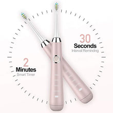 Load image into Gallery viewer, Hanasco Sonic Electric Toothbrush Rechargeable for Adults, 4 Modes with Build in 2 Mins Timer, 3 Brush Heads Included, Whitening Clean 4 Hours Charge for 30 Days Use, Soft Bristles, 38,000 VPM Pink

