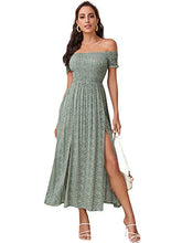 Load image into Gallery viewer, Floerns Women&#39;s Boho Floral Print Off Shoulder Split Long A Line Dress Brown XS
