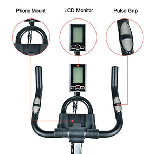 TECHMOO Indoor Exercise Bike Fitness Upright Exercise Bike Magnetic Resistance Belt Drive Home Cycling Exercise Bike Indoor Stationary Bike Bicycle for Cardio Workout Losing Weight