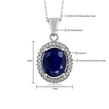 Load image into Gallery viewer, Gem Stone King 925 Sterling Silver Blue Sapphire Women&#39;s Gemstone Pendant Necklace, 5.40 Ctw Oval with 18 Inch Silver Chain
