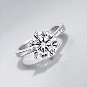 4ct Round Brilliant Nscd Sona Simulated Diamond Solitaire Wedding Engagement Ring - Finger Size 4