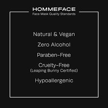 Load image into Gallery viewer, HOMMEFACE Revitalizing Hydrogel Facial Mask Set for Men (5ct) - Hydrating, Anti-aging &amp; Soothing Face Sheet Mask with Hyaluronic Acid, Vitamin B, C, E &amp; Peptides, Beard-Friendly
