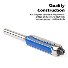 Load image into Gallery viewer, KOWOOD Plus Straight Flush Trim Router Bit Set, 1/4 Inch Shank, Top Bearing Flush Trim Bit Kit. Cutting Height in 1/4”, 5/16”, 3/8”, 1/2”. With updated Kowood C3 Carbide. Great for trim shelf edging, veneer or laminates. Ideal for work with a template to
