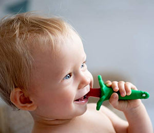 RaZberry Baby Teether & Toothbrush/BerryBumps Soothe and Massage Sore Gums/Perfectly Sized