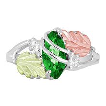 Load image into Gallery viewer, Marquise Synthetic Emerald May Birthstone Wrap Ring, Sterling Silver, 12k Green and Rose Black Hills Gold Size 5.5
